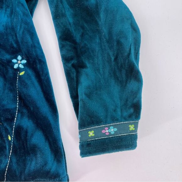 Vintage McKids Green Velvet Embroidered Floral Button Down Collared Top Size 3T - Picture 6 of 8